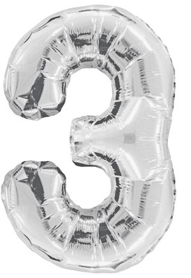 

BashNSplash Solid 17" NUMBER FOIL BALLOON BIRTHDAY PARTY DECORATION SILVER 3 (PACK OF 1) Letter Balloon(Silver, Pack of 1)