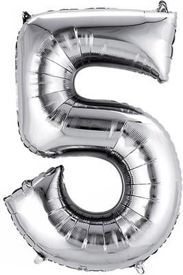 

BashNSplash Solid 17" NUMBER FOIL BALLOON BIRTHDAY PARTY DECORATION SILVER 5 (PACK OF 1) Letter Balloon(Silver, Pack of 1)