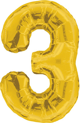 

BashNSplash Solid 17" NUMBER FOIL BALLOON BIRTHDAY PARTY DECORATION GOLDEN 3 (PACK OF 1) Letter Balloon(Gold, Pack of 1)