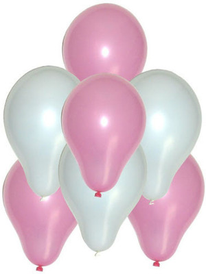 

BashNSplash Solid 12 INCH WHITE PINK BALLOONS PARTY DECORATION (PACK OF 30) Balloon(Multicolor, Pack of 30)