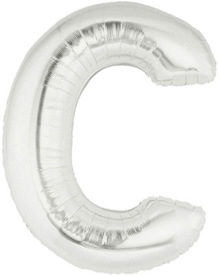 BashNSplash Solid 17" ALPHABET FOIL BALLOON BIRTHDAY PARTY DECORATION SILVER C (PACK OF 1) Letter Balloon(Silver, Pack of 1)