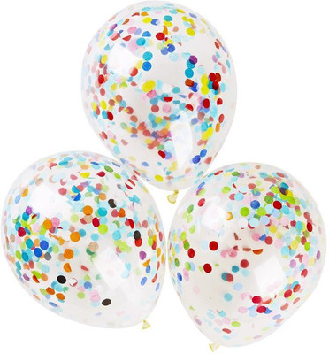 

BashNSplash Solid 12 INCH CONFETTI BALLOONS PARTY DECORATION (PACK OF 5) Balloon(White, Pack of 5)