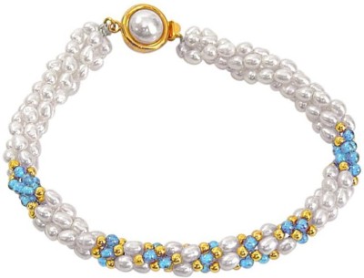 Surat Diamond Metal Pearl, Turquoise Gold-plated Bracelet