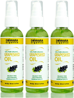 

Donnara Organics 100% Pure Grapeseed oil Combo pack of 3 bottles of 100 ml(300 ml)(300 ml)