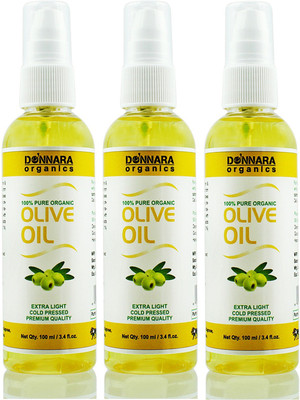 

Donnara Organics 100% Pure Extra Light Olive oil Combo pack of 3 bottles of 100 ml(300 ml)(300 ml)