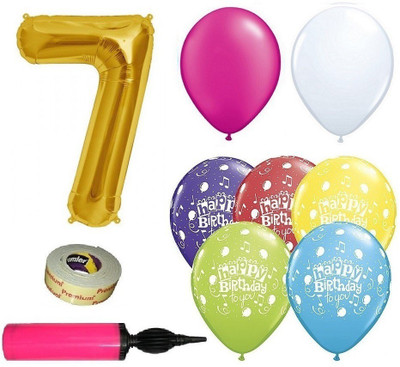

easypartystore 7th Birthday Decoration kit for Baby Girls (7th Birthday Combo 48 items including Balloon Pump)(Set of 48)