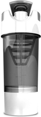 

VOLCO Gym Protein Shaker Bottle with Storage 500 Shaker(Pack of 1, Black, White)