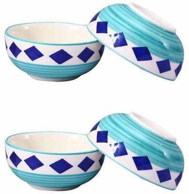 

caffeine Dining Dessert Bowl in Blue Sapphire Gem Ceramic Bowl Set(Blue, Pack of 4)
