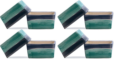 

caffeine sea green dip bowl Ceramic Disposable Bowl(Blue, Pack of 8)