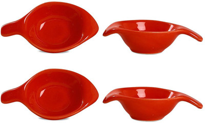 

caffeine Dip and Sauce Diva Serving Bowl in Red Glossy (Set of 4) Ceramic Bowl Set(Red, Pack of 4)
