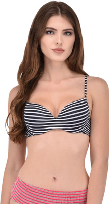 Piftif Women Push-up Lightly Padded Bra(Black)