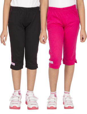 

Ocean Race Capri For Girls Solid Cotton(Multicolor, Black & hot pink