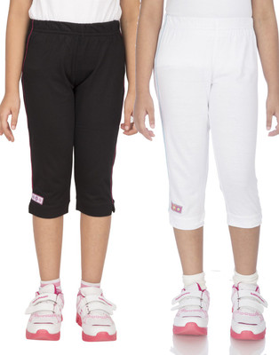 

Ocean Race Capri For Girls Solid Cotton(Black Pack of 2, Black & white