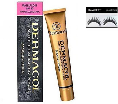 

Hawkerr Combo of Dermacol Make-Up Cover Foundation Shade 209 Foundation (Fair) & eyelashes (set of 2)(Set of 2)
