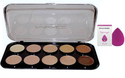 

divas beauty Sponge Puff With With Mac 10 Shades Concealer Palette(Set of 2)