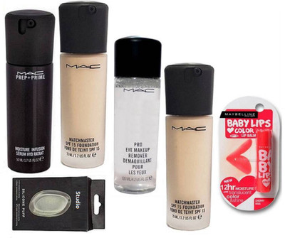 

studio Silicon Puff, Moisture Infusion Serum Hydratant 50 ml,Match master Foundation2,pro Eye Makeup Remover,Lipbalm New York(Set of 6)