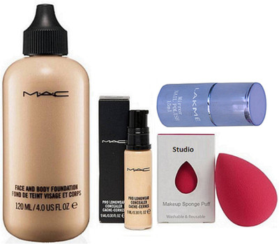 

studio Sponge Puff, Face and Body Foundation, Pro Long Wear Concealer, Mirror Nail polish(Set of 4)