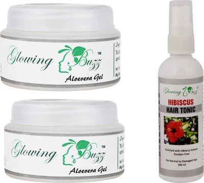 

Glowing Buzz Combo of aloevera gel pack of 2 and hibiscus hair tonic(Set of 2)