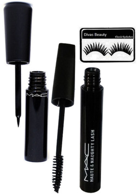 

divas beauty Eyelashes&Mac Liquid Last Eyeliner&Mac Haute&Naughty Mascara(Set of 3)