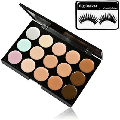 

big basket Eyelashes & MacProfessitional Makeup Cream Concealer 15 shade Palette(Set of 2)