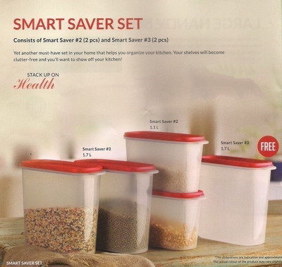 

Tupperware - 1.7 L, 1.1 L Plastic Grocery Container(Pack of 5, Red)
