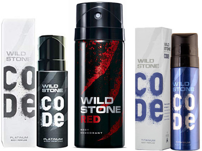 

Wild Stone CODE TITANIUM DEODORANT 120 ML+RED DEODORANT 150 ML+CODE PLATINUM DEODORANT 120 ML Deodorant Spray - For Men(120 ml, Pack of 3)
