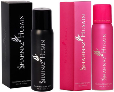 

Shahnaz Husain Regular (Black + Pink) Body Spray for Men & Women, 120ml Each Deodorant Spray - For Men & Women(240 ml, Pack of 2)
