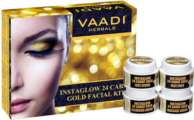 

Vaadi Herbals Gold Facial Kit - 24 Carat Gold Leaves, Marigold & Wheatgerm Oil, Lemon Peel Extract (70 gms) 70 g