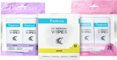 

Freshca Face Cleansing Wipes for Women- Lemon, Orchid, Floral Scent(Pack of 90)