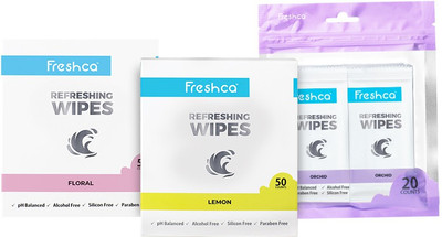 

Freshca Facial Wipes for Men -Floral, Orchid, Lemon Fragrance(Pack of 120)
