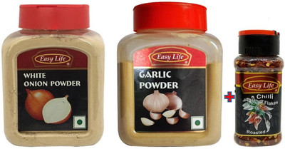 

Easy Life Combo Pack of White Onion Powder (200g), Garlic Powder (225g) with Chilli Flakes 65gm Combo(490gm)