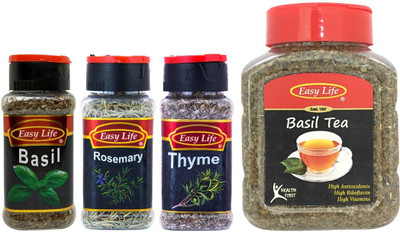 

Easy Life Pack of Basil (25g), Rosemary (30g), Thyme (40g) & Basil Tea (100g) Combo(195gm)