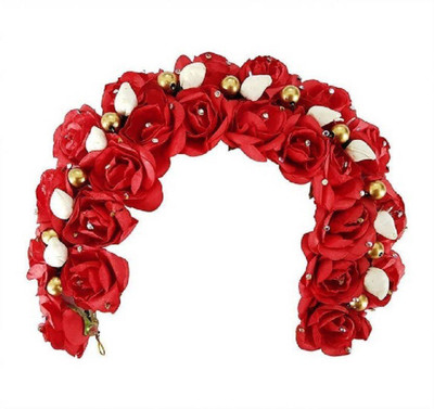 Bueno Artificial Hair Gajra For Women And Girls Party Wear And Home Use Bun(Red)
