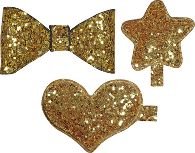 

Majik Perfect For Every Occasions Glitter Hair Pins For Kids Girls, Pack Of 3 Hair Clip, Hair Accessory Set(Gold)