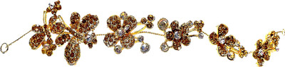 

Proplady Wedding Collection Stone Studded Metal Hair Chain/Golden Tiara/Hair Jewellery Hair Chain, Hair Accessory Set, Head Band(Gold)