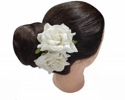 

Bueno New Rose Fabric Flower With Pin Brooch Hair Clips, Baby P Hair Pin(White)