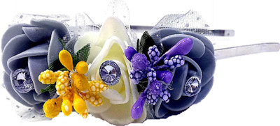 

Proplady Princess Collection Tiara Style Triple Roses Stone Studded Metal Hair Band, Head Band(Purple, White, Grey)