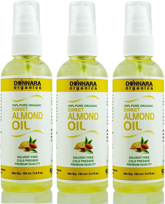 

Donnara Organics Premium Sweet Almond oil- 100% Pure & Natural Combo pack of 3 bottles of 100 ml(300 ml) Hair Oil(300 ml)