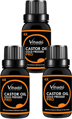VIHADO Pure Castor Oil (ColdPressed) For Hair, Eyelashes, Body, Skin Care Hair Oil (20 ML) (Pack of 3) Hair Oil(20 ml)
