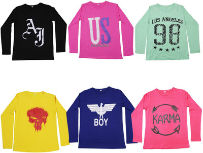 Diaz Boys Printed Cotton T Shirt(Multicolor, Pack of 6) Flipkart