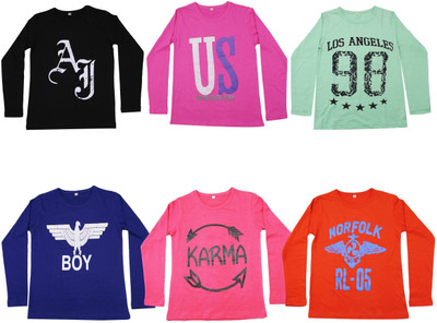 Diaz Boys Printed Cotton T Shirt(Multicolor, Pack of 6) Flipkart