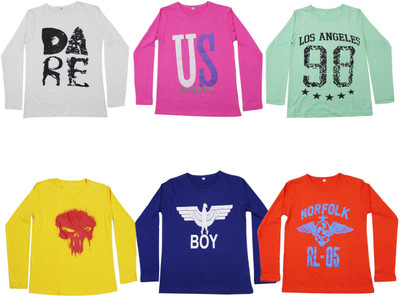 Diaz Boys Printed Cotton T Shirt(Multicolor, Pack of 6) Flipkart