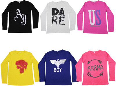 Diaz Boys Printed Cotton T Shirt(Multicolor, Pack of 6) Flipkart