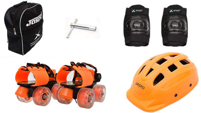 

Jaspo Speedy Kid Eco Junior Adjustable Roller Skates Combo Suitable for Age Group Upto 5 Years Skating Kit