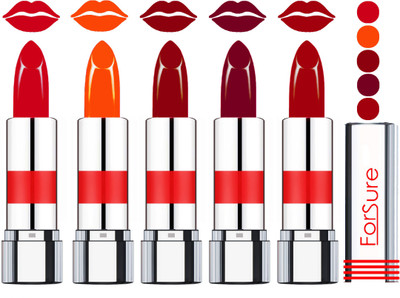 

Forsure Professional Matte Lipsticks (set of 5 Lipsticks)(Hot Pink,American Orange,Purple,Plum Purple,Bronzy Red, 20 g)