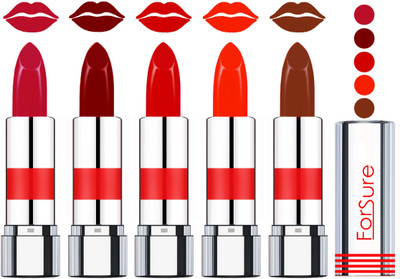 

Forsure Professional Matte Lipsticks (set of 5 Lipsticks)(Bold Pink,Plum,Romantic Red,Bright Red ,Wine, 20 g)