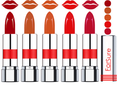 

Forsure Professional Matte Lipsticks (set of 5 Lipsticks)(Bronzy Red,Nude,Brick Nude,Sweet Red,Bold Pink, 20.0 g)
