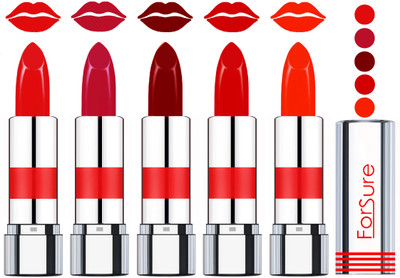 

Forsure Professional Matte Lipsticks (set of 5 Lipsticks)(Sweet Red,Bold Pink,Plum,Romantic Red,Bright Red, 20 g)
