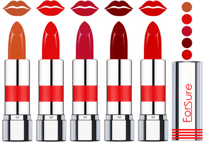 

Forsure Professional Matte Lipsticks (set of 5 Lipsticks)(Brick Nude,Sweet Red,Bold Pink,Plum,Romantic red, 20 g)