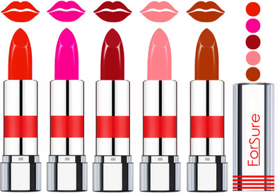 

Forsure Professional Matte Lipsticks (set of 5 Lipsticks)(Ruby Red,Rose Pink,Diva Red,Peach,Brown, 20 g)